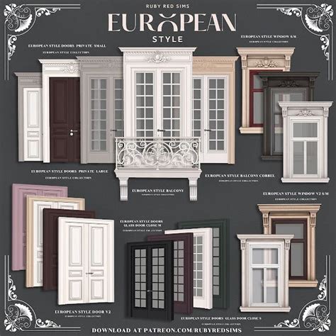 the european style windows and doors are shown in this graphic art work ...