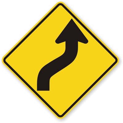 Right Reverse Curve Sign - Sharp Turn Sign, SKU: X-W1-4R