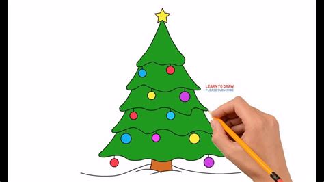 How to Draw a Christmas Tree Step by Step Easy For Kids - YouTube