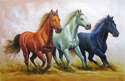 Three Running horses Painting by Vishal Gurjar - Pixels