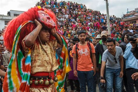 The Majipa Lakhey Dances at Indra Jatra in Kathmandu, Nepal Editorial Stock Image - Image of ...