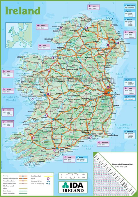 Printable Tourist Map Of Ireland