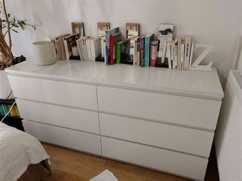 White IKEA Malm 6 drawer dresser with frosted glass top | in Greenwich ...