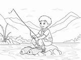 Fish And Fishing Coloring Page  sketch template