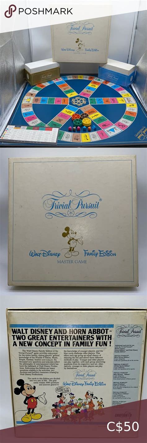 Trivial Pursuit Walt Disney Family Edition Master Bpard Game 1985 Disney Family, Walt Disney ...