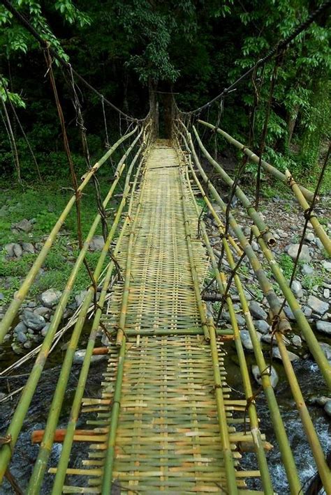 bamboo bridge in the Chin Hills of Myanmar // Helga So-Hartmann | Bamboo structure, Bamboo ...