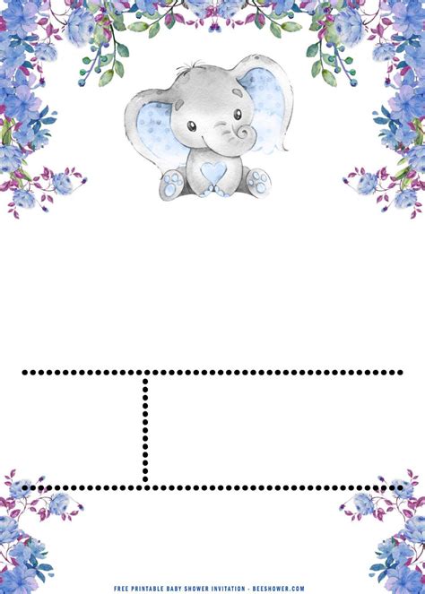 (FREE Printable) – Cute Baby Elephant Baby Shower Invitation Tem… | Free printable baby shower ...