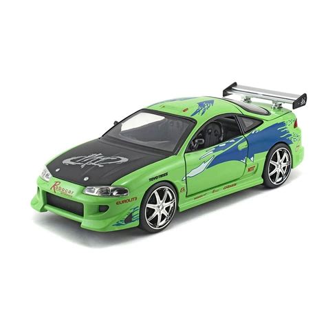 Brian's Mitsubishi Eclipse Green "The Fast & Furious " Movie (2001) 1/24 by Jada 97603 - Walmart ...