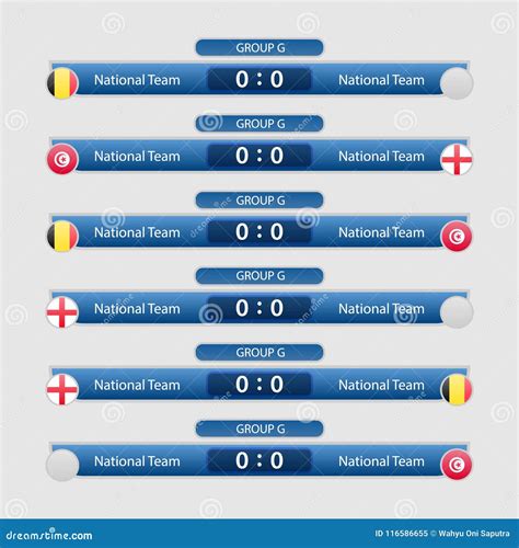 Match Schedule Template On Khalifa Football Pitch Vector With Flag ...