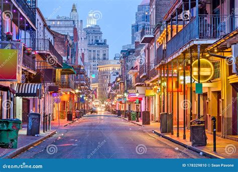 Bourbon St, New Orleans, Louisiana, USA Stock Photo - Image of district ...