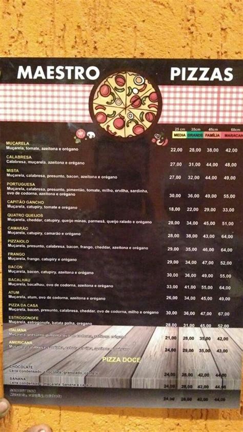 Menu at Maestro Pizza restaurant, Belford Roxo