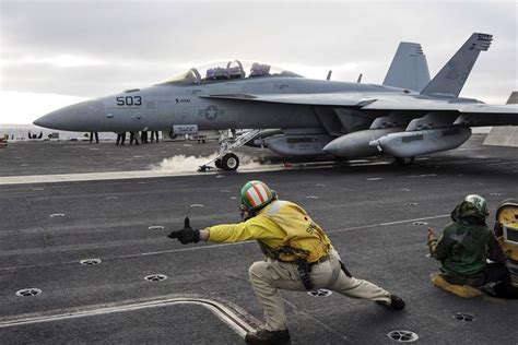 n EA-18G Growler launches off the flight deck of the aircraft carrier ...