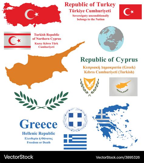 Cyprus turkey and greece Royalty Free Vector Image