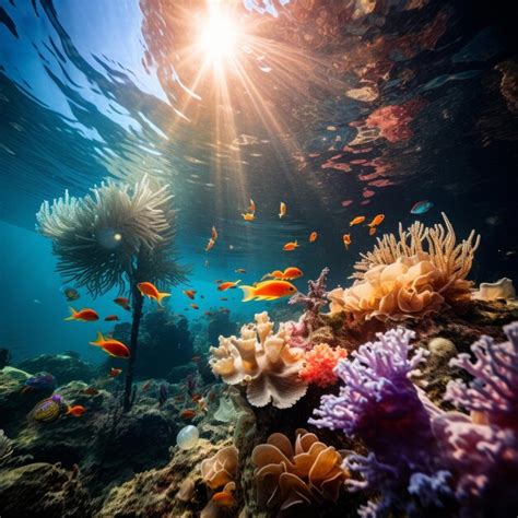 Premium AI Image | Underwater ecosystem sunbeams through water life underwater