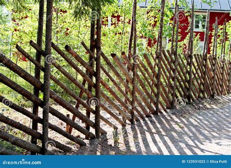 Round pole fence in park stock photo. Image of diagonal - 123931022