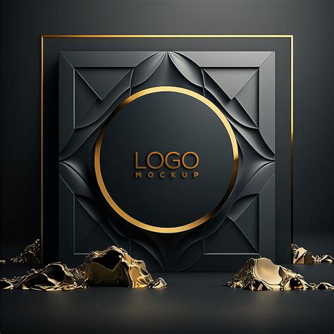 Logo Mockup | Black Wall Mockup | Geometric Background Images