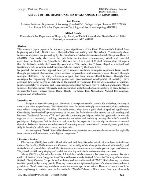 (PDF) A STUDY OF THE TRADITIONAL FESTIVALS AMONG THE GOND TRIBE