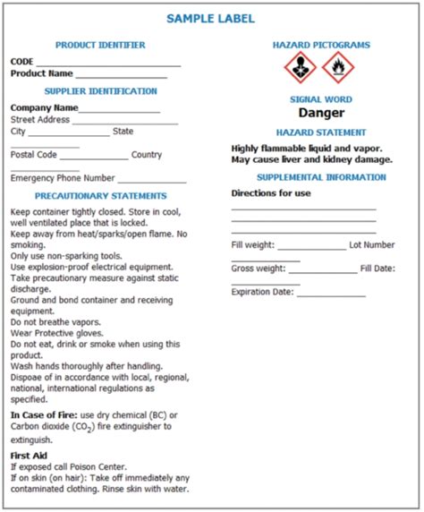 Free Printable Osha Secondary Container Label Template