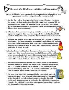 Decimals Word Problems Addition and Subtraction (With images) | Decimal ...