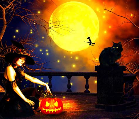 Wallpaper ID: 1589823 / fantasy, halloween, full-moon, dark, pumpkin ...