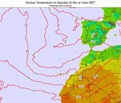 Canary Islands, Spain Surface Temperature on Sunday 24 Mar at 12am WET