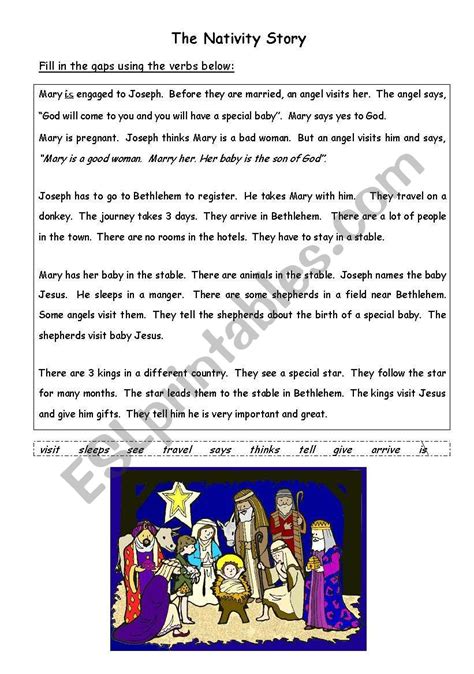 The Nativity / Christmas Story - ESL worksheet by tuktuk07