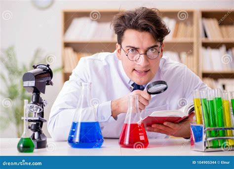 The Mad Crazy Scientist Doctor Doing Experiments in a Laboratory Stock Photo - Image of funny ...