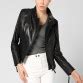 Black Leather Motorcycle Jacket Womens CW650029