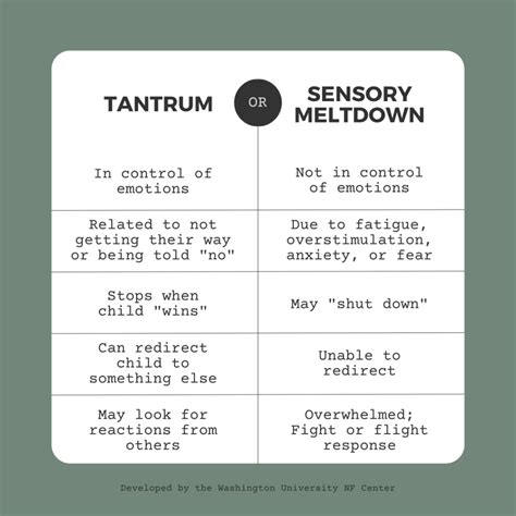 Tantrums vs. Sensory Meltdowns | Neurofibromatosis Center | Washington ...