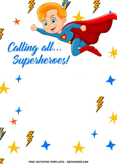 7+ Cartoon Superhero Cape Boys Birthday Invitation Templates