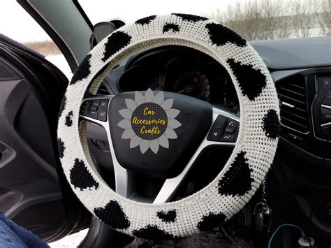 Cow steering wheel cover crochet steering wheel cover cute | Etsy