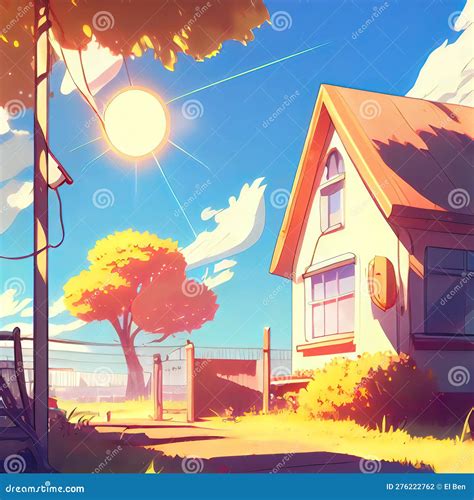 Bright Sunny Day Anime Wallpaper Stock Illustration - Illustration of ...