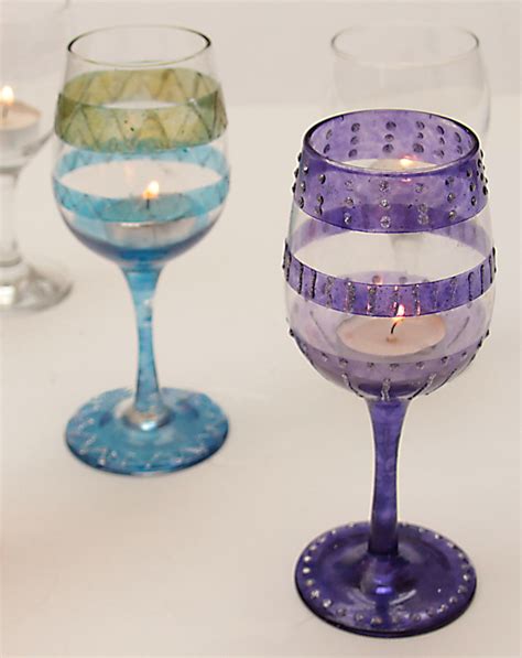 DIY Wine Glass Tea Light Holders With Doodles - creative jewish mom