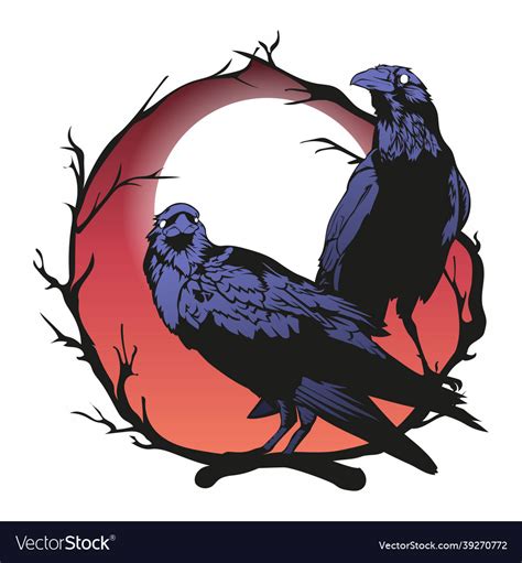 Crows black horror ravens Royalty Free Vector Image