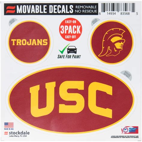 USC Trojans Repositionable 3-Pack Decal Set