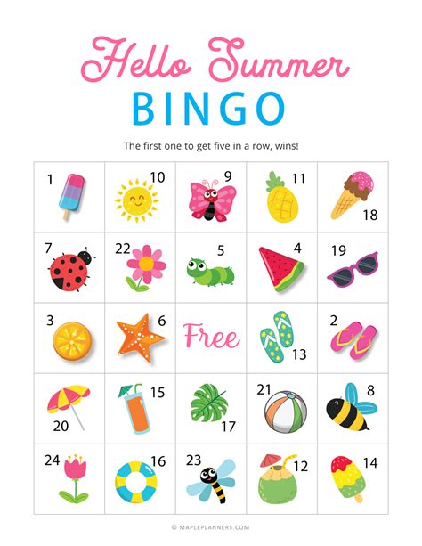 Summer Bingo Game Free Printables