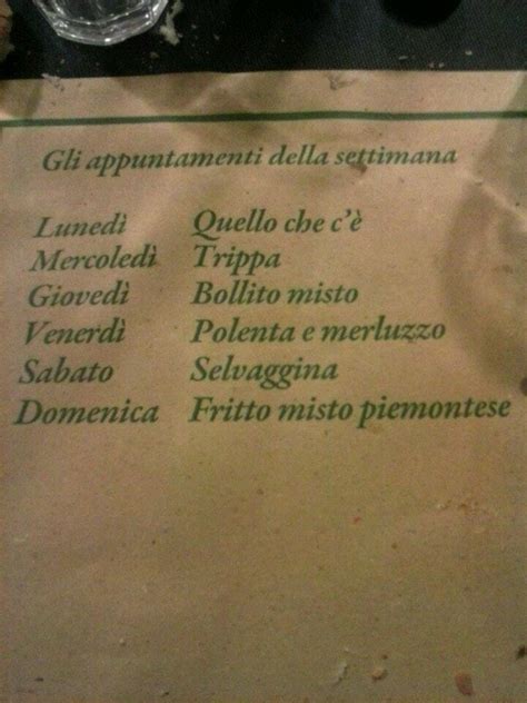 Menu at Osteria La Sosta restaurant, Settimo Vittone