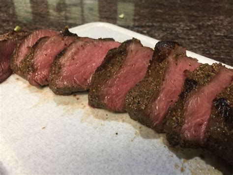 Sous vide venison backstrap. Cooked at 122 for 4 hours. Perfection ...