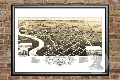 Miles City Map 1883 Old Map of Miles City Montana Art - Etsy | Birds ...