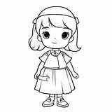 Little Girl Coloring Pages Vector Basic Simple Cute Cartoon Latest  sketch template