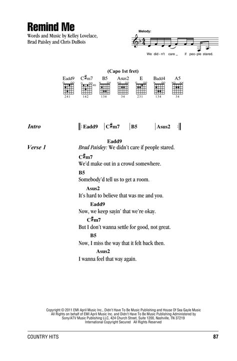 Remind Me by Brad Paisley Duet With Carrie Underwood - Guitar Chords/Lyrics - Guitar Instructor