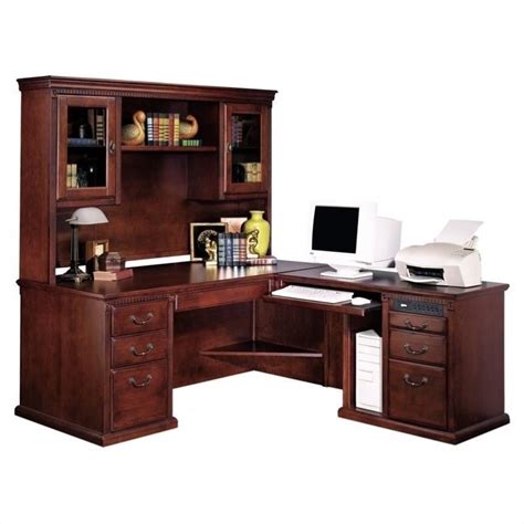 Kathy Ireland Home by Martin Huntington Club RHF L-Shaped Executive Desk with Hutch - HCR682 ...