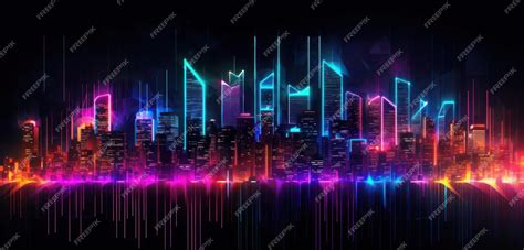 Premium AI Image | A neon cityscape with a cityscape in the background.