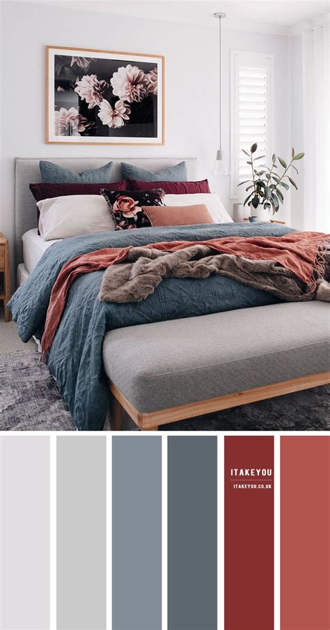 Grey Bedroom with Blue Grey and Terracotta accents | Grey bedroom ...