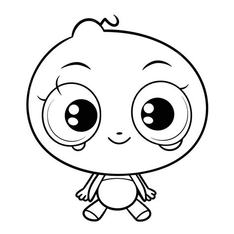 Cute Little Baby Coloring Pages Outline Sketch Drawing Vector, Cartoon Animation Drawing ...