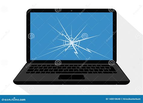 Broken Laptop Display with Crack Stock Vector - Illustration of foil, communication: 140018648