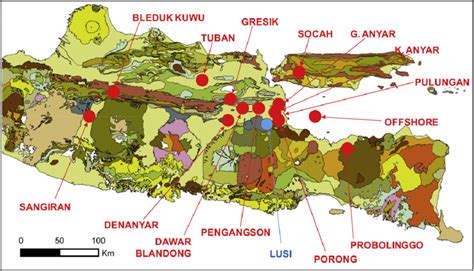 Mud volcanoes in Eastern Java. Map of Eastern half of Java showing... | Download Scientific Diagram