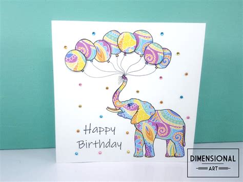 Elephant Birthday Card Birthday cards for her Birthday | Etsy