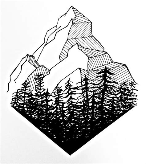 Mountain Range - Geometric Design - Drawings & Illustration, Landscapes & Nature, Mountains - ArtPal