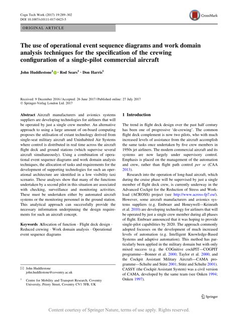 The use of operational event sequence diagrams and work domain analysis techniques for the ...